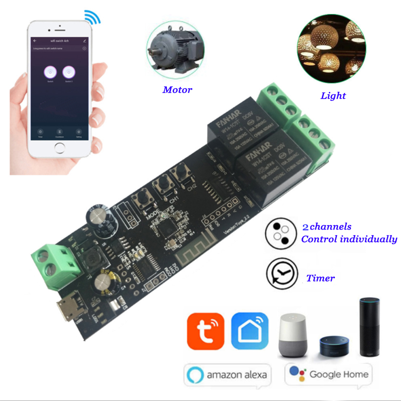 Home Automation Diy - 2CH Tuya Wifi Smart Control Board