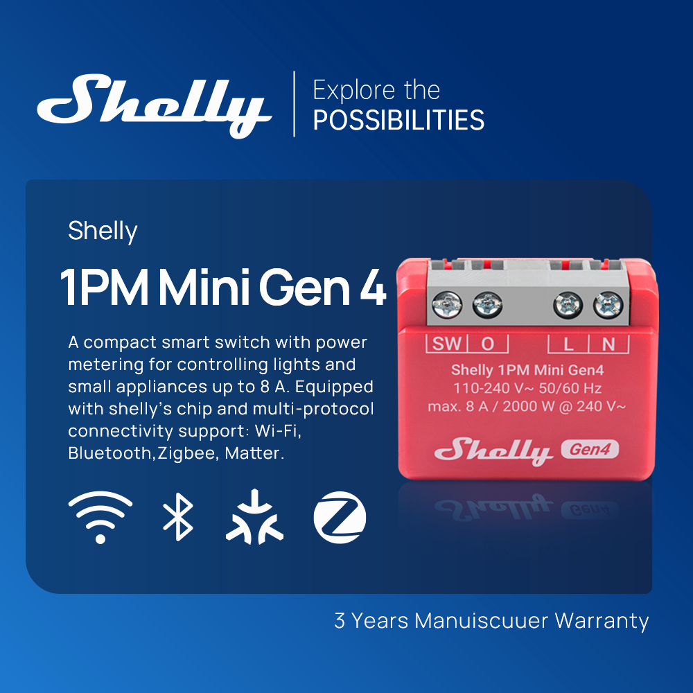 Shelly 1PM Mini Gen4 Zigbee Sm - Shelly Relay Module recensie en prijs